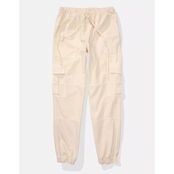 Aerie Lightweight Cargo Pants in Cream, Size: L - Picture 3 of 10